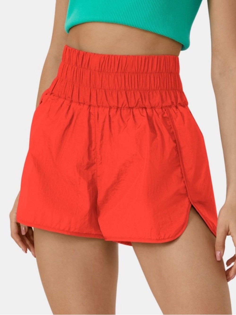Halara NWT red orange windbreaker shorts